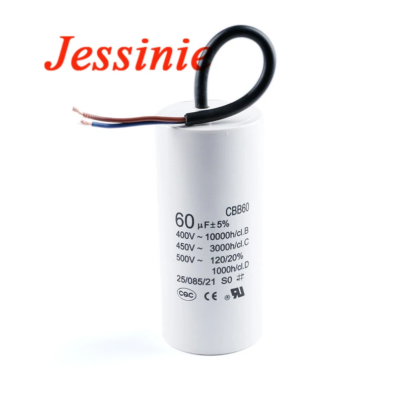 مكثفات تشغيل المحرك CBB60 450VAC مكثف البدء 5% 2/4/5/6/8/10/12/14/15/16/18/20/25/30/40/45/70/80 فائق التوهج للغسالة #5