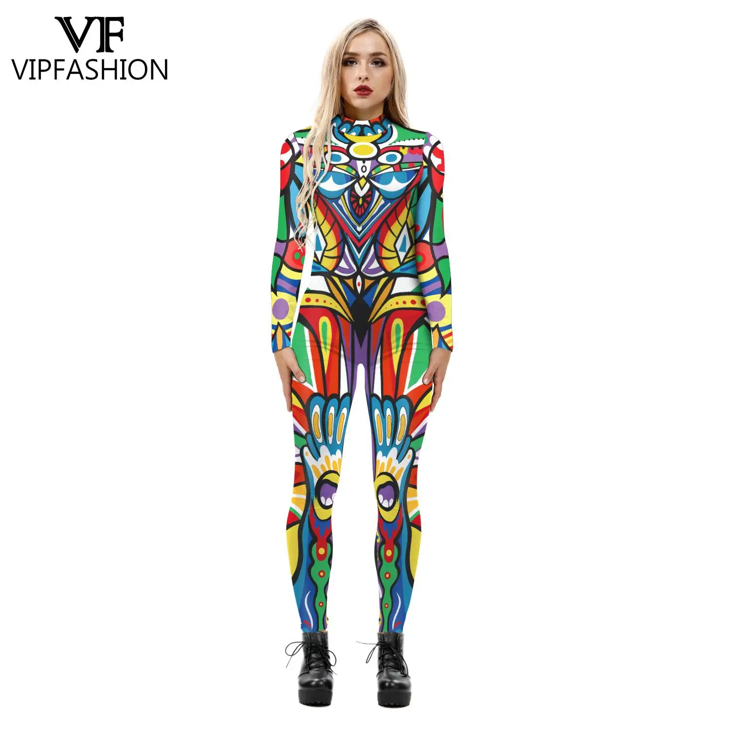 VIP FASHION Halloween Camouflage Printed Adult Costumes Cosplay Family Carnival Party Women Jumpsuit Bodysuits