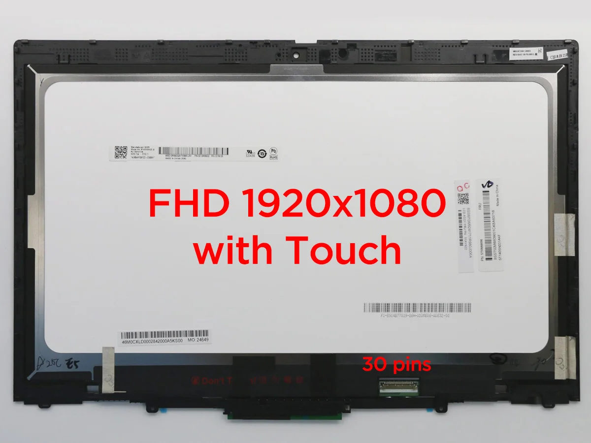 Assemblaggio digitalizzatore Touch Screen LCD per Lenovo ThinkPad X1 Yoga 3a generazione 2018 sostituzione Display Laptop 01AY920 01AY922 01AY916