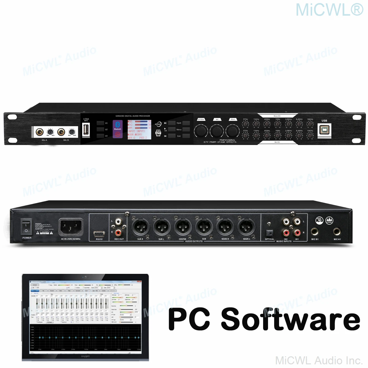 MiCWL เสียงดิจิตอล Effector โปรเซสเซอร์คอมพิวเตอร์ซอฟต์แวร์ APP KX500ไร้สายไมโครโฟนแบบมีสาย Preeffector PreAmps