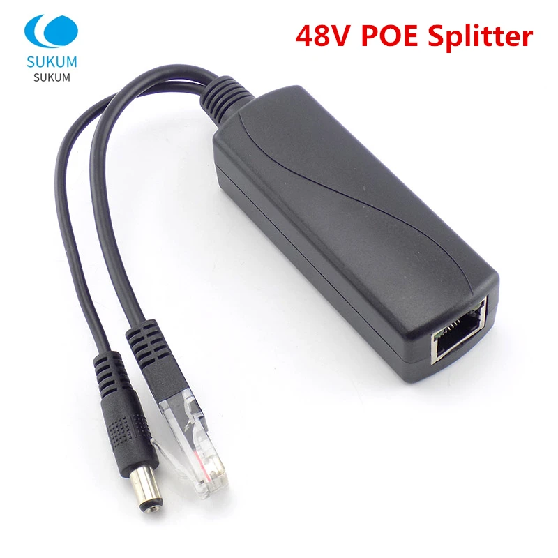 

48V To 12V POE Connectors Adapter Cable POE Splitter Injector Power Supply For Security IP Camera System