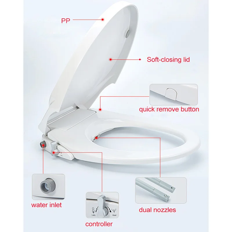 Imagem -02 - Wetips Não-elétrico Bidé wc Assento de Água Fria Bico Duplo Butt Lavagem Tapas wc Chuveiro Tampa do Toalete Mão Bidé Limpeza
