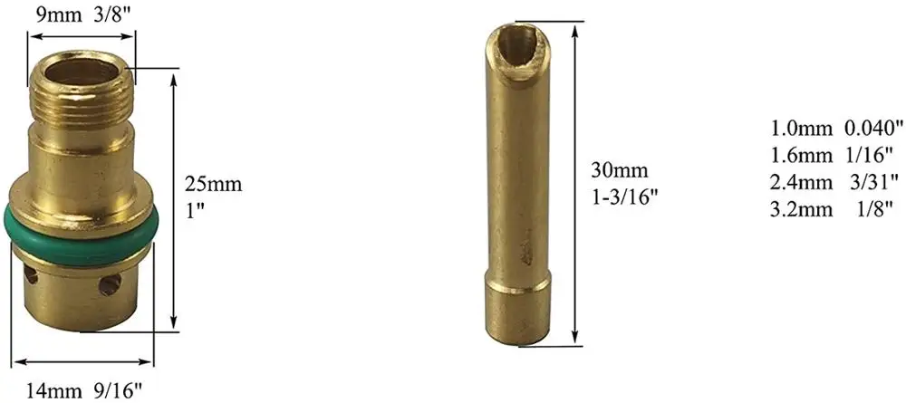 Materiały eksploatacyjne TIG Gas Saver Pyrex Cup Kit pełny wymiar 0.040 "1/16" 3/32 "1/8" do spawanie TIG Torch WP 17 18 26 Series,11 szt.