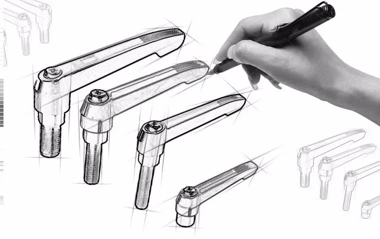 M5 M6 Solid Zinc Alloy Orange Adjustable Handle Clamping Lever Arm Tension Levers Knob