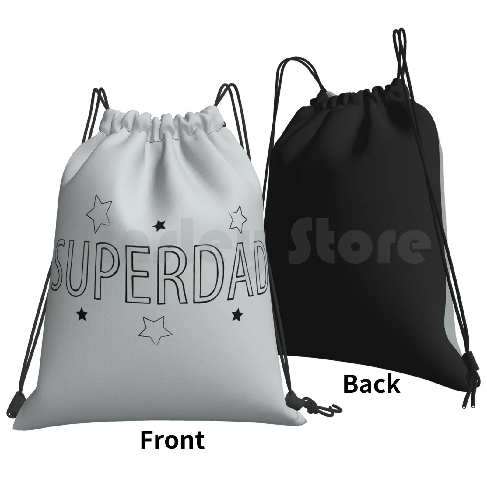 Superdad Backpack Drawstring Bags Gym Bag Waterproof Dad Superhero Daddy Father Stars Hero Power