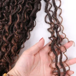 Full Star Goddess Locs Crochet Braids Hair Natural Synthetic Braiding Hair Extension Ombre River Faux Locs With Curly Hair