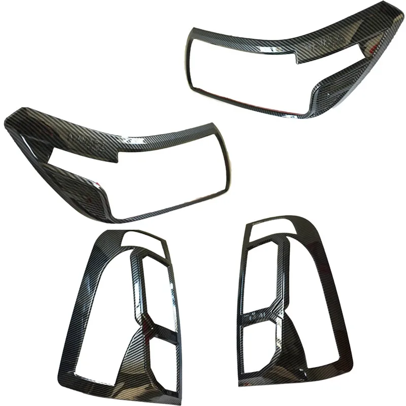 EXTERIOR AUTO CHROME CAR STYLING CARBON FRONT REAR TAIL LAMP LIGHTS TRIMS COVERS FIT FOR NISSAN NAVARA NP300 COVER 2015-2019