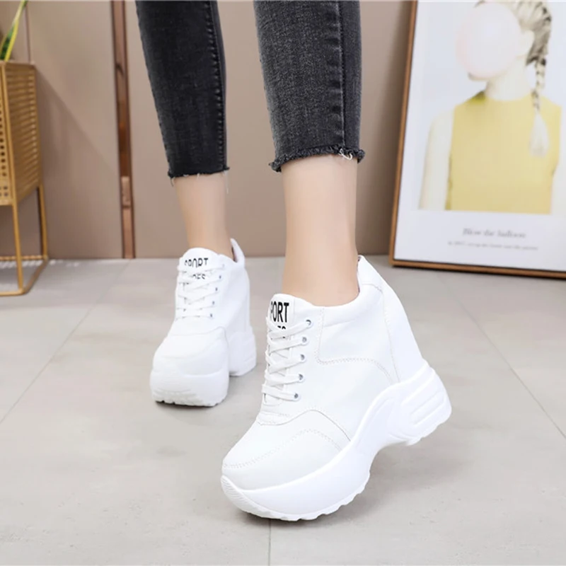 Women\'s Chunky Sneakers Winter Shoes Warm Plush High Heels Female Platform Shoe Casual Leather Chunky Shoes For Woman Sneaker