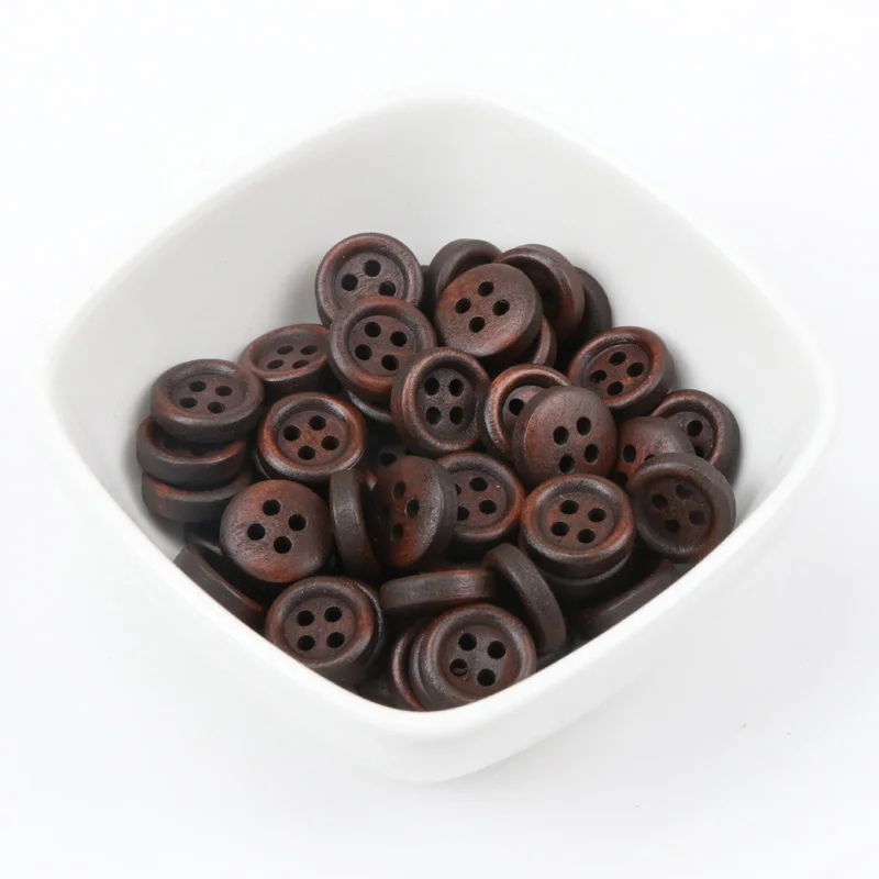 Round Wooden Sewing Vintage Buttons Dark Brown for Handmade Scrapbooking Craft 50pcs 12mm