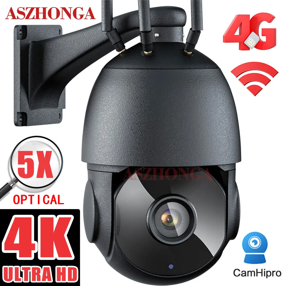4k wifi 4g câmera de segurança ip 8mp sem fio ao ar livre 5x zoom óptico ptz hd cctv dome vigilância cam ir visão noturna camhipro