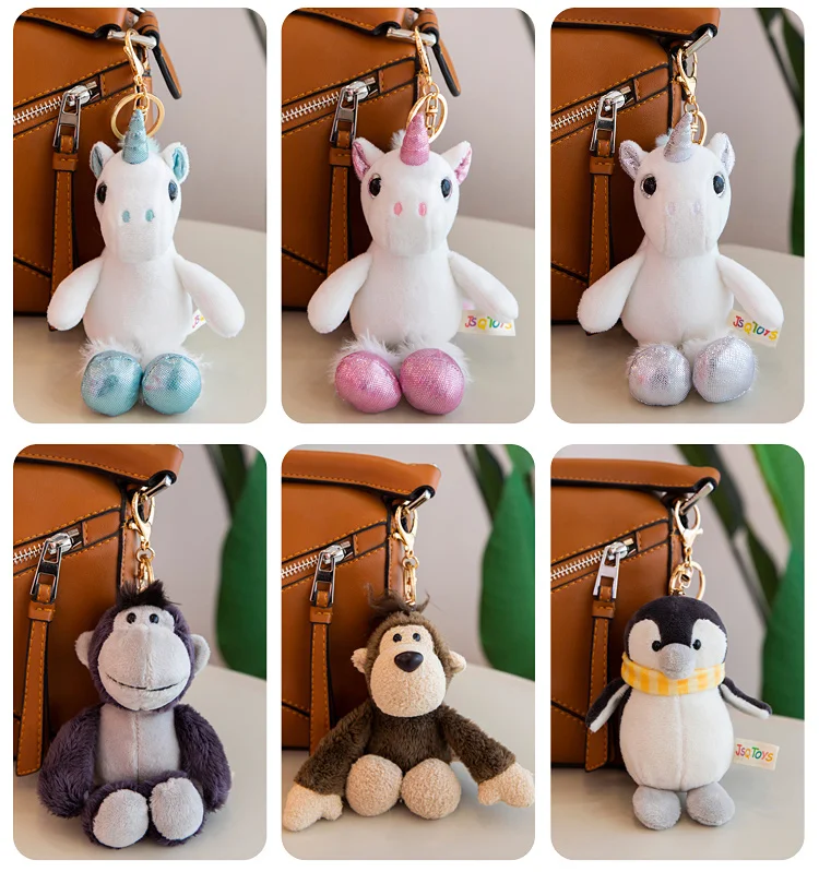 new 10-15cm plush Animal pendant cute doll tiger tiger lion monkey dinosaur rabbit panda good quality Car keychain decoration