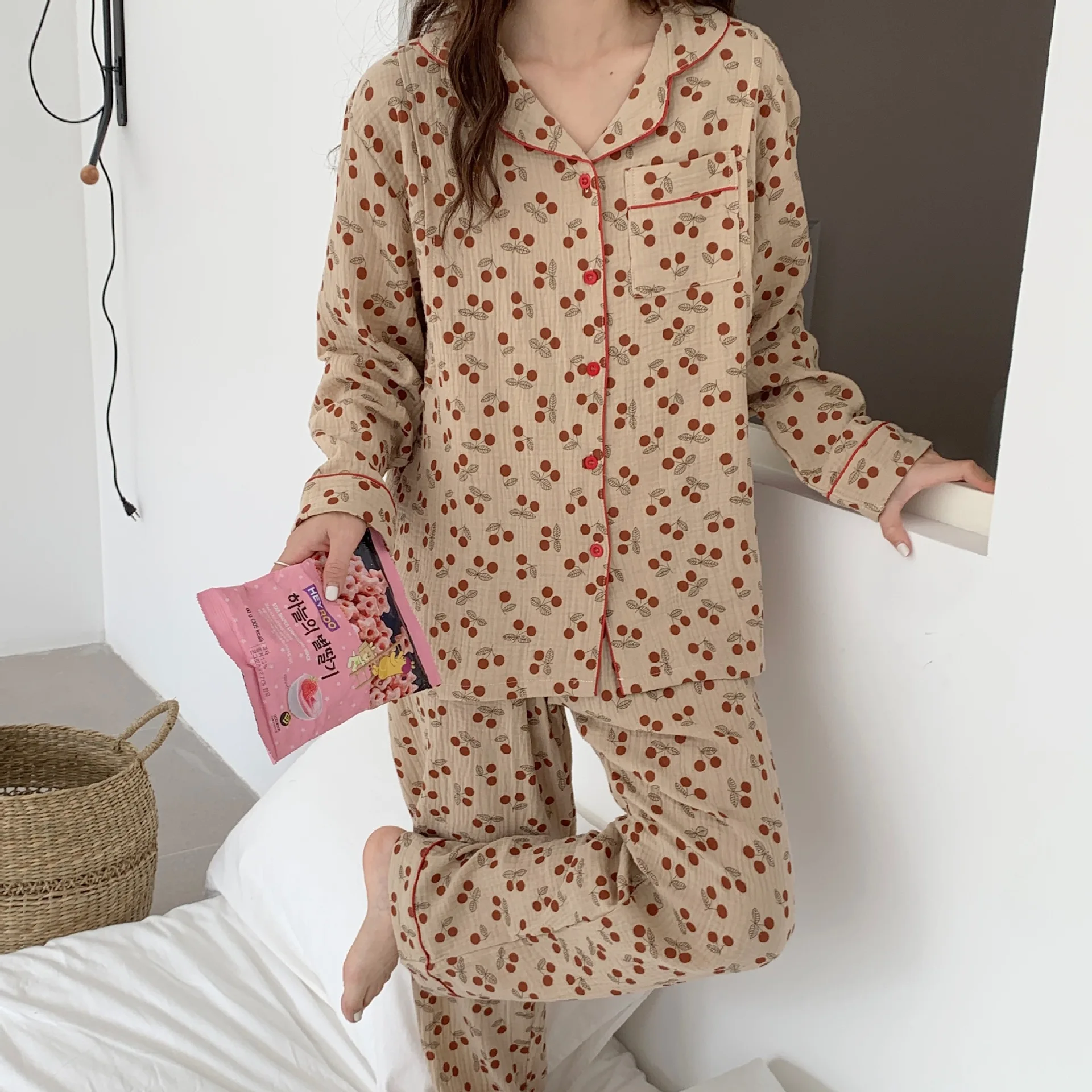 Fdfklak Cotton Breast-Feeding Pajamas Set Print New Design Long Sleeve Postpartum Nursing Pyjamas Suits Homewear Clothing