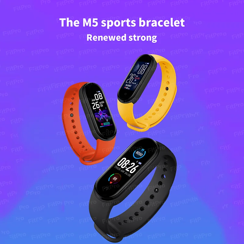 New M5 Color Screen Smart Bracelet Heart Rate Blood Pressure Blood Oxygen Health Monitoring Sports Bracelet Watch