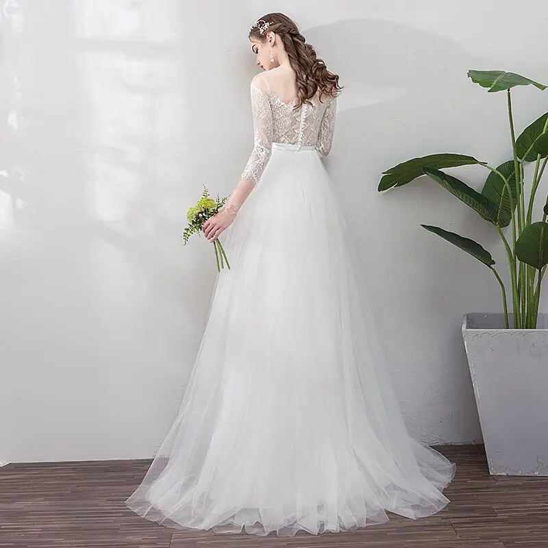 Vestido De Novia ligero De encaje, ropa De Novia, Vestido De Novia, Vestido De Novia, manga De tres cuartos