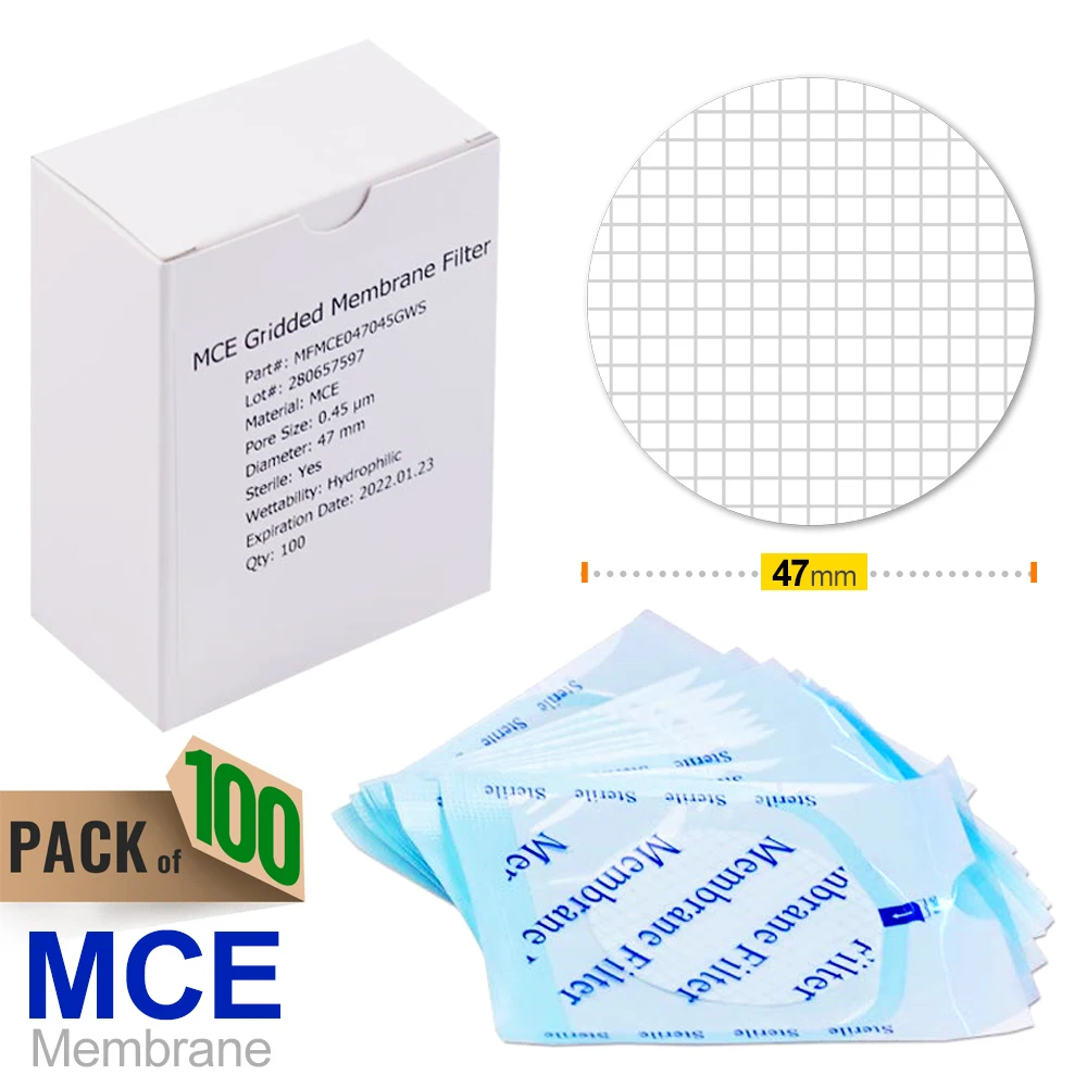 Sterile MCE Gridded Membrane Filter,47mm, Pore size 0.45um,Lab Supply Sterile,Pack of 100  by Ks-Tek