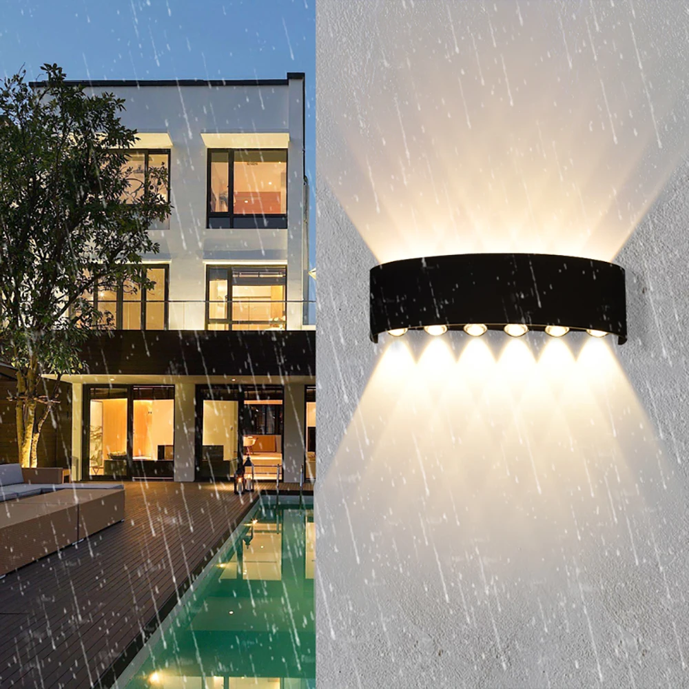 led wall lamp outdoor waterproof up and down luminous lighting garden decoration ac85265v luzes de parede para sala de estar do quarto 01