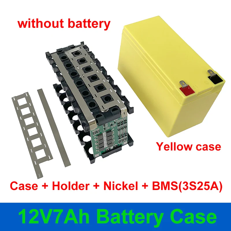 12V 7Ah Battery Case Fit 21PCS 18650 Cells 12V7Ah Empty Box 3*7 Holder 3S25A BMS Nickel Strip Storage Box for DIY Battery Pack