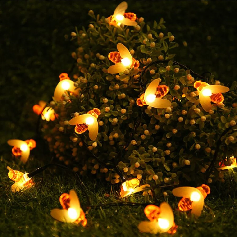 

10leds 20leds 30leds 40leds Honey Bee led String Lights Outdoor Waterproof Garden Patio Fence Gazebo Light for Christmas Party