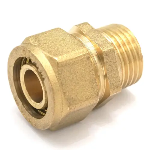 Imagen 2 del producto Conector de tubo de compresión de latón recto para calefacción de suelo, conector macho BSP de 14x18mm IDxOD x 1/2""