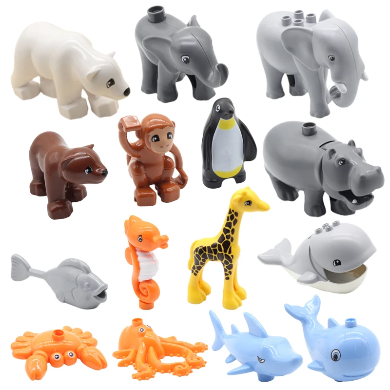 Ocean Animals set grandi blocchi di mattoni accessori modello ippopotamo polpo giraffa balena pesce educazione fai da te giocattoli per bambini