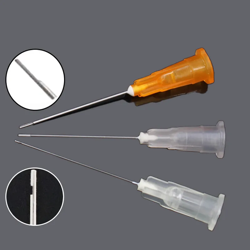 100pcs 25G/27G/30GA Dental Endo Irrigation Needle Tip End-Closed Side Port or Side Cut Endo Syringe Root Canal Washing Needle Ti