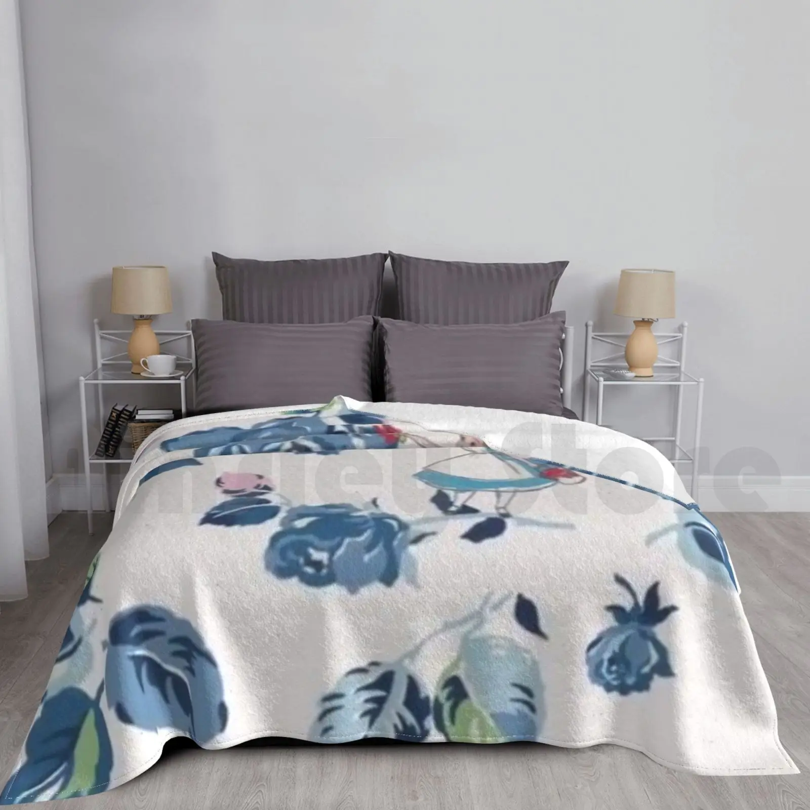 Manta Alice súper suave, cálida, ligera, fina, Alice, niños, historia para niños, cuento de hadas, fantasía, té, flores, madres, mamá