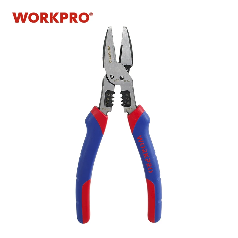 WORKPRO-Alicates eléctricos de punta plana, alicates múltiples con mango de pistola Offset, alicates de combinación, herramienta para cortar cables, 8 ''/205mm