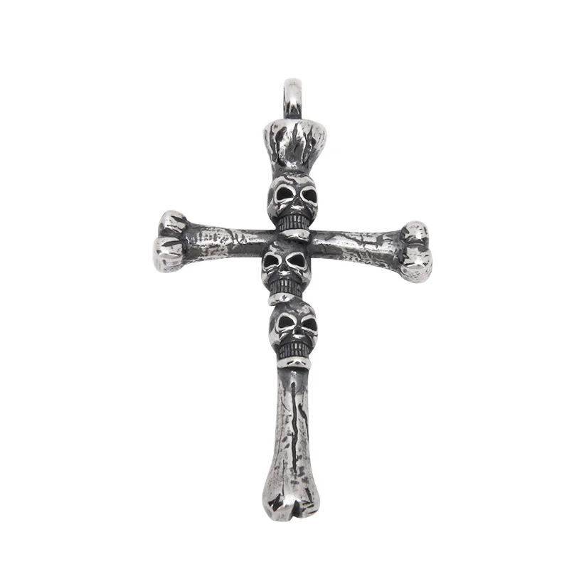 

100% ss925 sterling silver, dark skull skeleton cross pendant