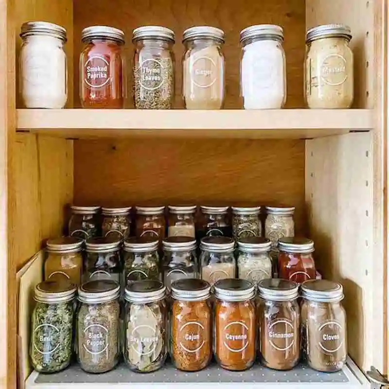 144pcs/132pcs vasetti da cucina etichetta contenitore bottiglia varie etichette alimentari adesivi trasparenti sulla scatola di immagazzinaggio lattina segno articolo 6 fogli