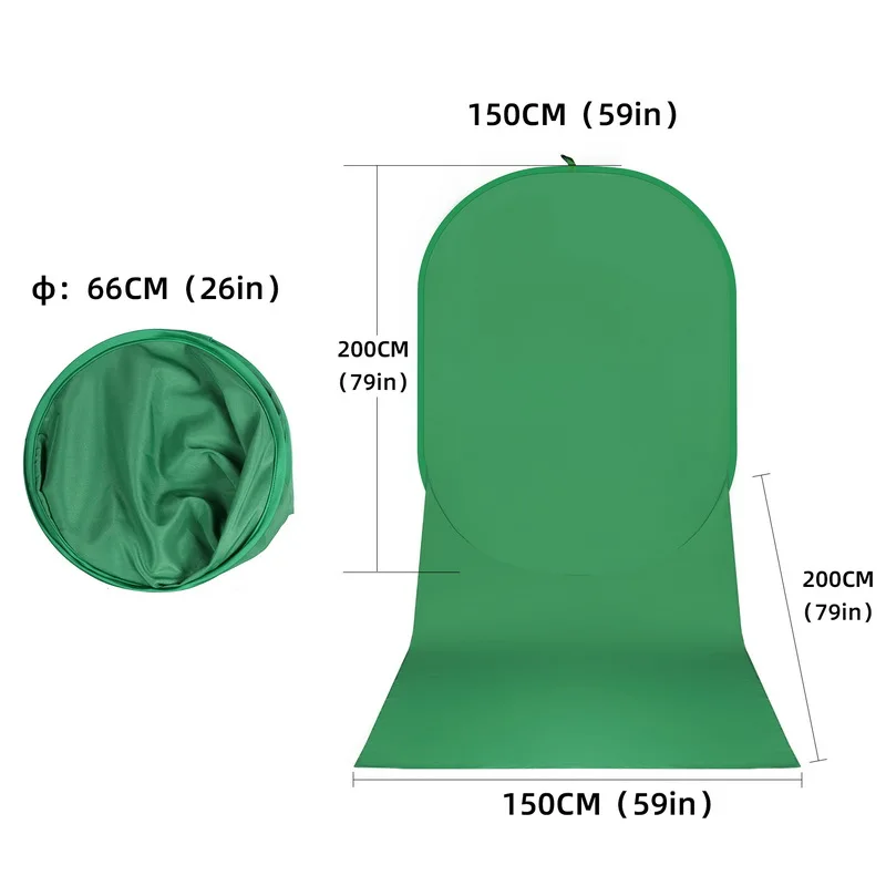 Green Screen Backdrops Photography Background Portable Fold Reflector for Live broadcast YouTube Video Studio Round