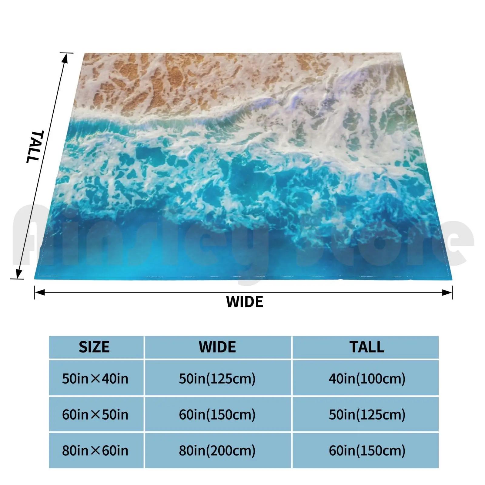 Majestic Sea Blanket Fashion Custom 1458 Marble Sea Ocean Blue Water Abstract Waves Watercolor Pattern Beach