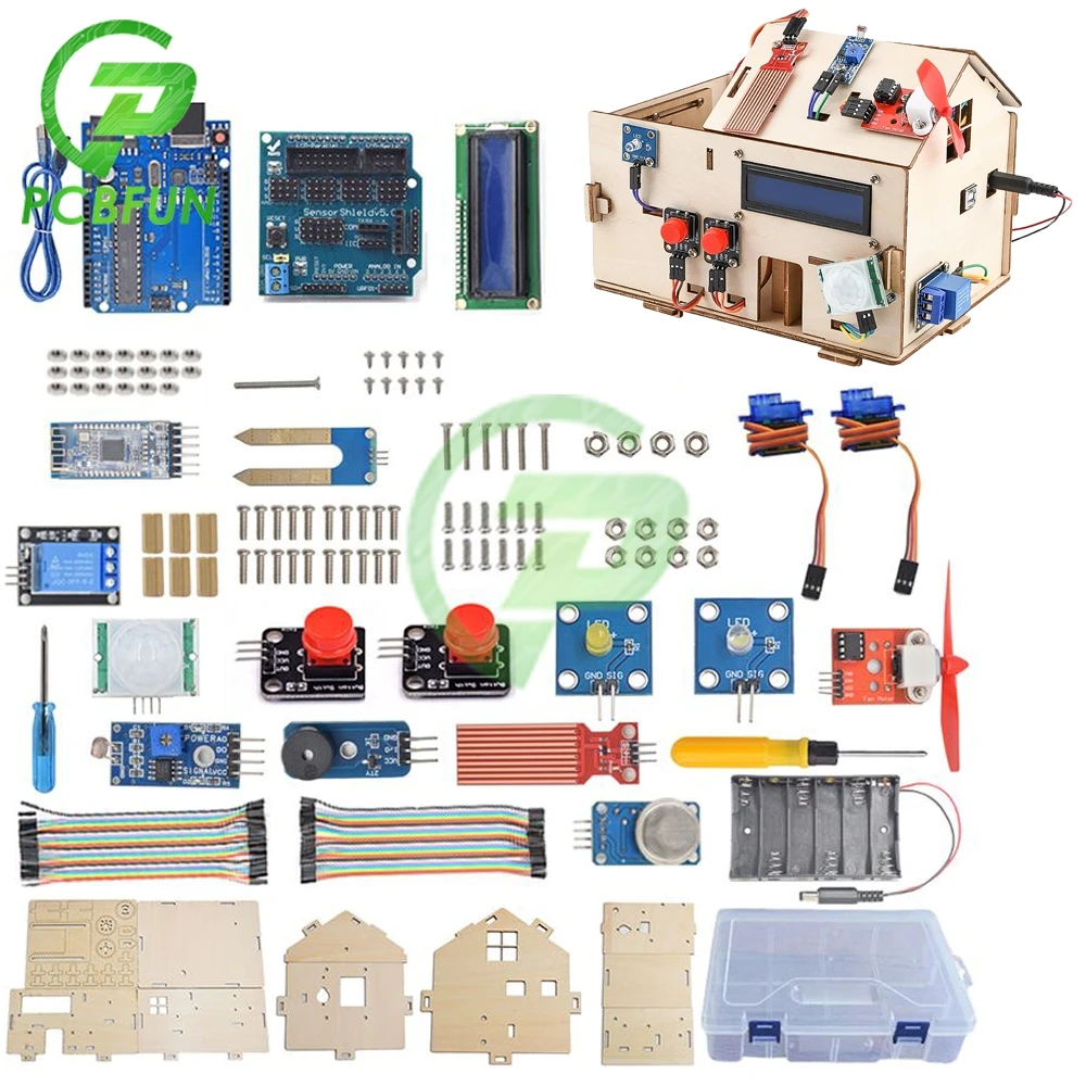 Learning Kit Smart Home House Kit with PLUS Board for Arduino DIY STEM+Complete Set of Sample Program Materials + Assembly Steps