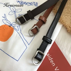 Hirsionsan PU Leather New Round Buckle Belts Women Wild Skirt  Pants Accessories Belt Simple Vintage Students No-hole Waistband