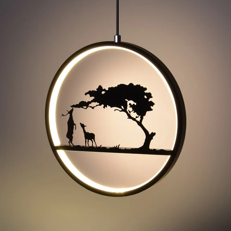 

Modern Art Design Round Hanging Lamps For Living Room Bedroom Fixtures Acrylic LED Pendant Light Rings White Black