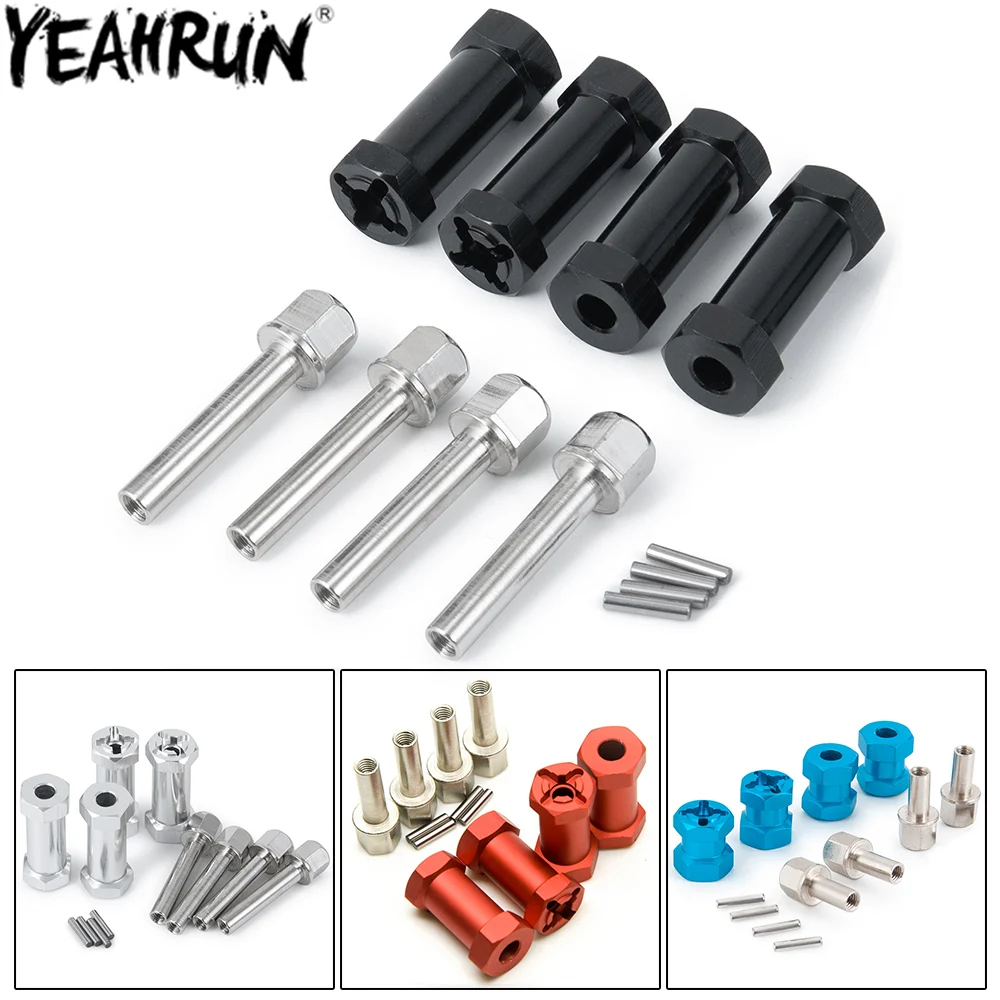 YEAHRUN 4PCS 12mm Wheel Hex Adapter Extended Hub Drive Adapter 15/20/25/30mm for 1/10 Axial SCX10 Wraith TRX4 TRX6 Parts