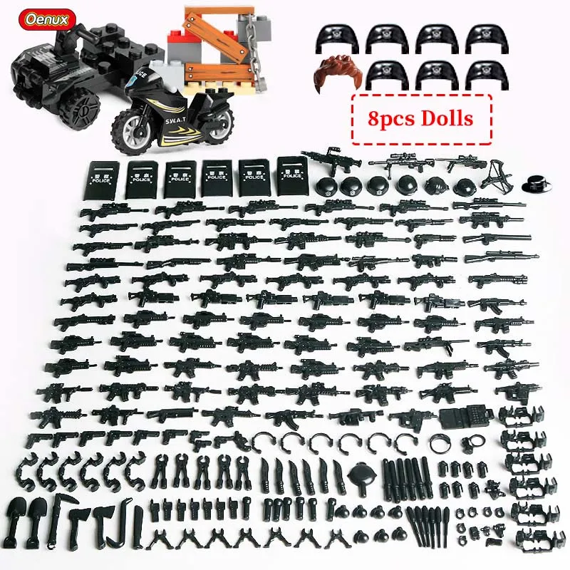 Oenux 6PCS The Marine Corps Military Building Block Set Mini Navy Army Soldiers Figures With Weapons Brick MOC Toys Kids Gift image 4