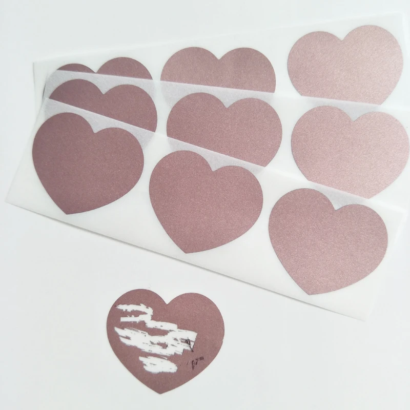 Scratch Off Sticker 50pcs 30x35mm Love Heart Shape 4 Colors For Secret Code Cover Home Game Wedding Message Card