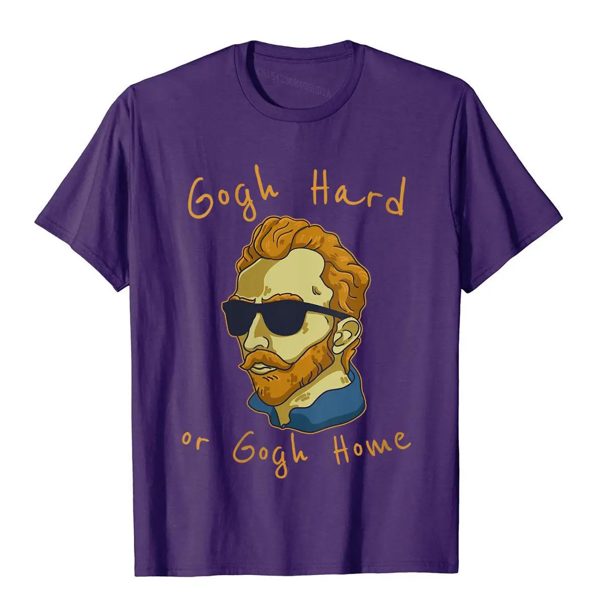 T-Shirt à col rond pour hommes et femmes, en coton, humoristique et humoristique, motif Vincent Van Gogh Hard or Go Home