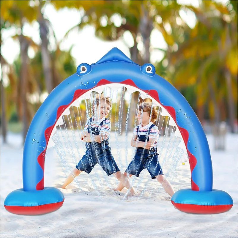 New Inflatable Shark Water Spraying Arch Bridge Outdoor Lawn Water Playing Game Pool Children's Toy Rainbow Arch Bridge Unicorn