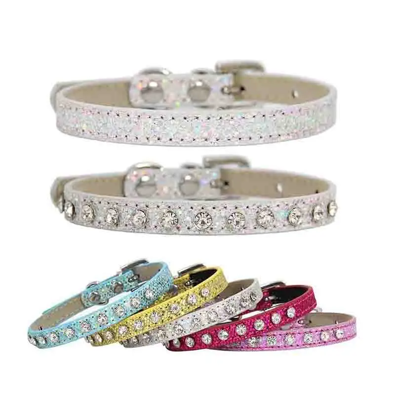 Pet Leather  Diamond Cat Collar Used Of Personalized Rhinestone Cats Suit For Kittens And Chihuahua Dla Kota Coleira Gato