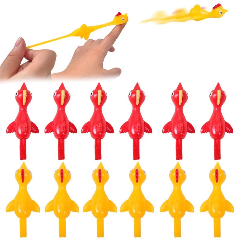 3Pcs Catapult Turkey Tricky Fun Decompression Toy Catapult Chick TPR Soft Material Launch Slingshot Chick New Strange Toy