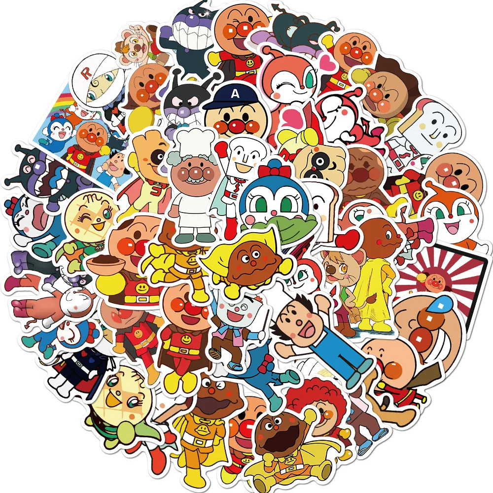 10/30/50pcs Anpanman Cartoon Stickers Kids Toy Decal Waterproof Suitcase Skateboard Laptop Luggage Fridge Phone Car DIY Sticker