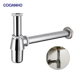 COOANHO Bathroom Basin Sink Sink Bottle Trap Waste Pipe Adjustable Height Drain Pipe Kit Brass Chrome Plated