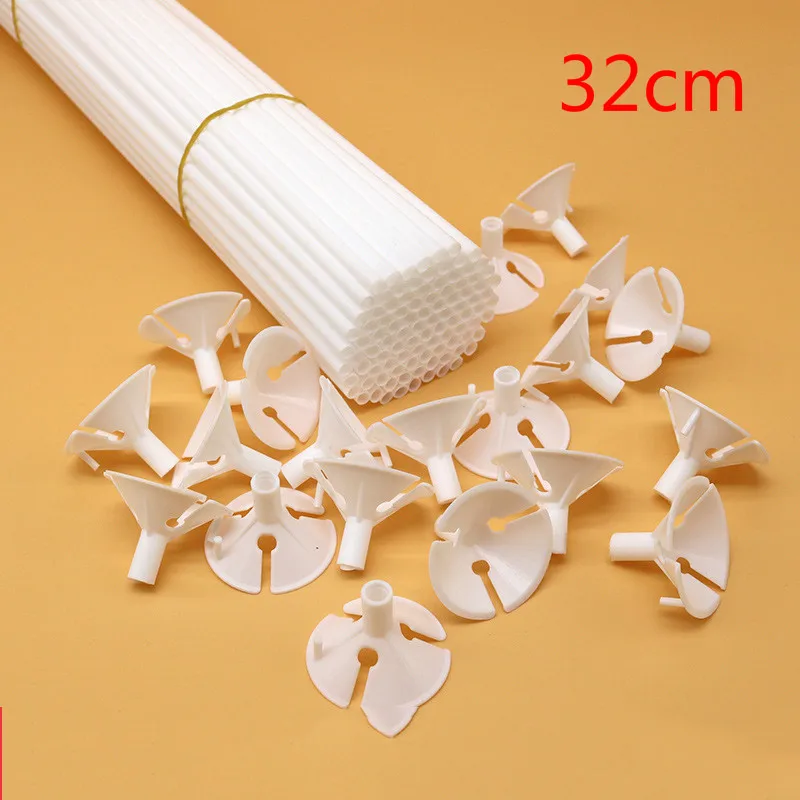 50 sets of plastic balloon rods + 32cm holder for birthday, Christmas, wedding, and other party balloon decoration accessories