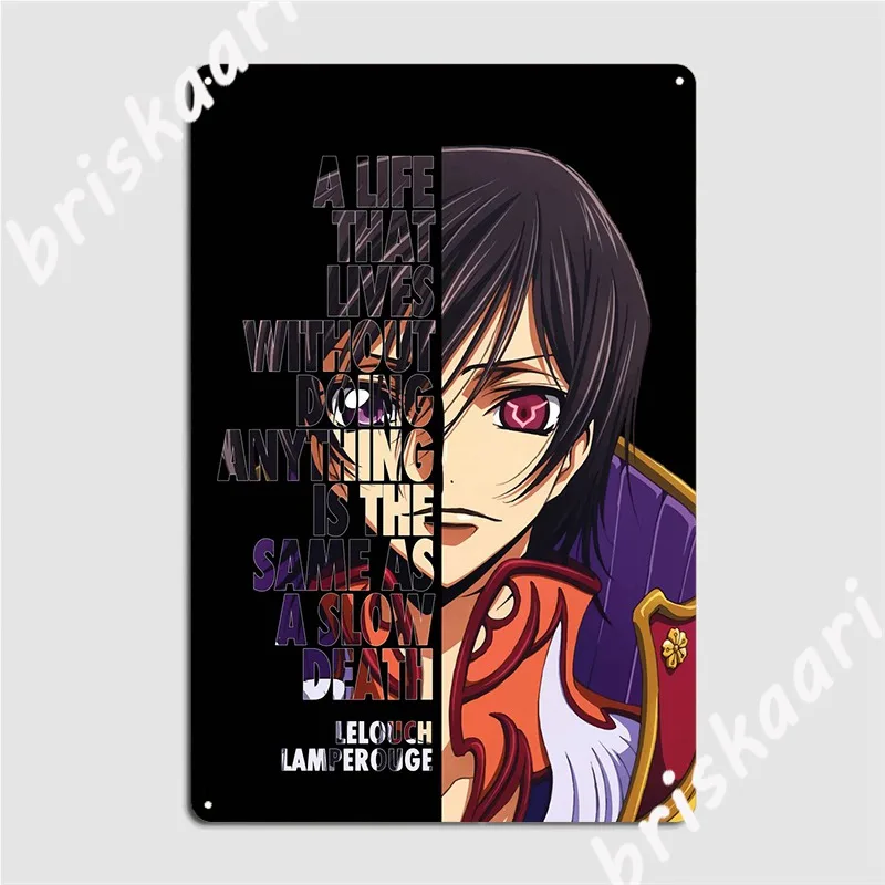 Lelouch Lamperouge Quote Poster Metal Plaque Cinema Living Room Living Room Wall Decor Printing Tin Sign Poster