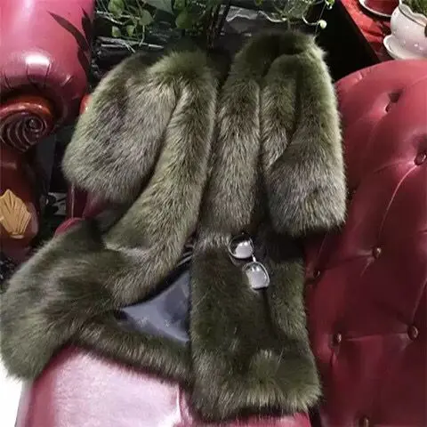 

winter new imitation fox fur coat female long section Slim fashion temperament fur coat