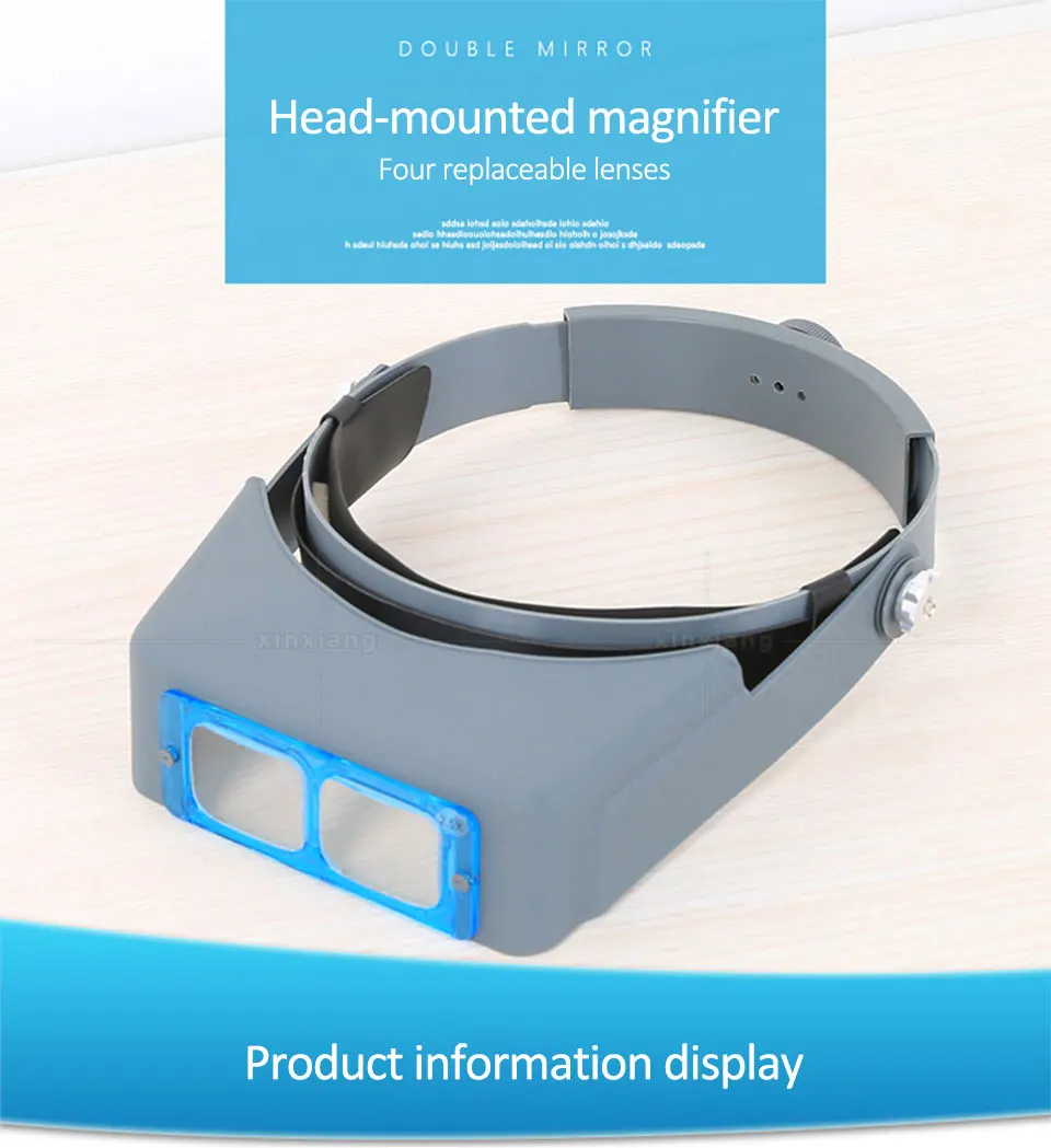 Stirnband-Lupe 1,5X2X2,5X3,5X 4-Linsen-Vergrößerungsglas mit LED-Beleuchtung, Kopfmontierte Lupe für Uhrenreparatur, Schmuck und Lesen – Detail 1