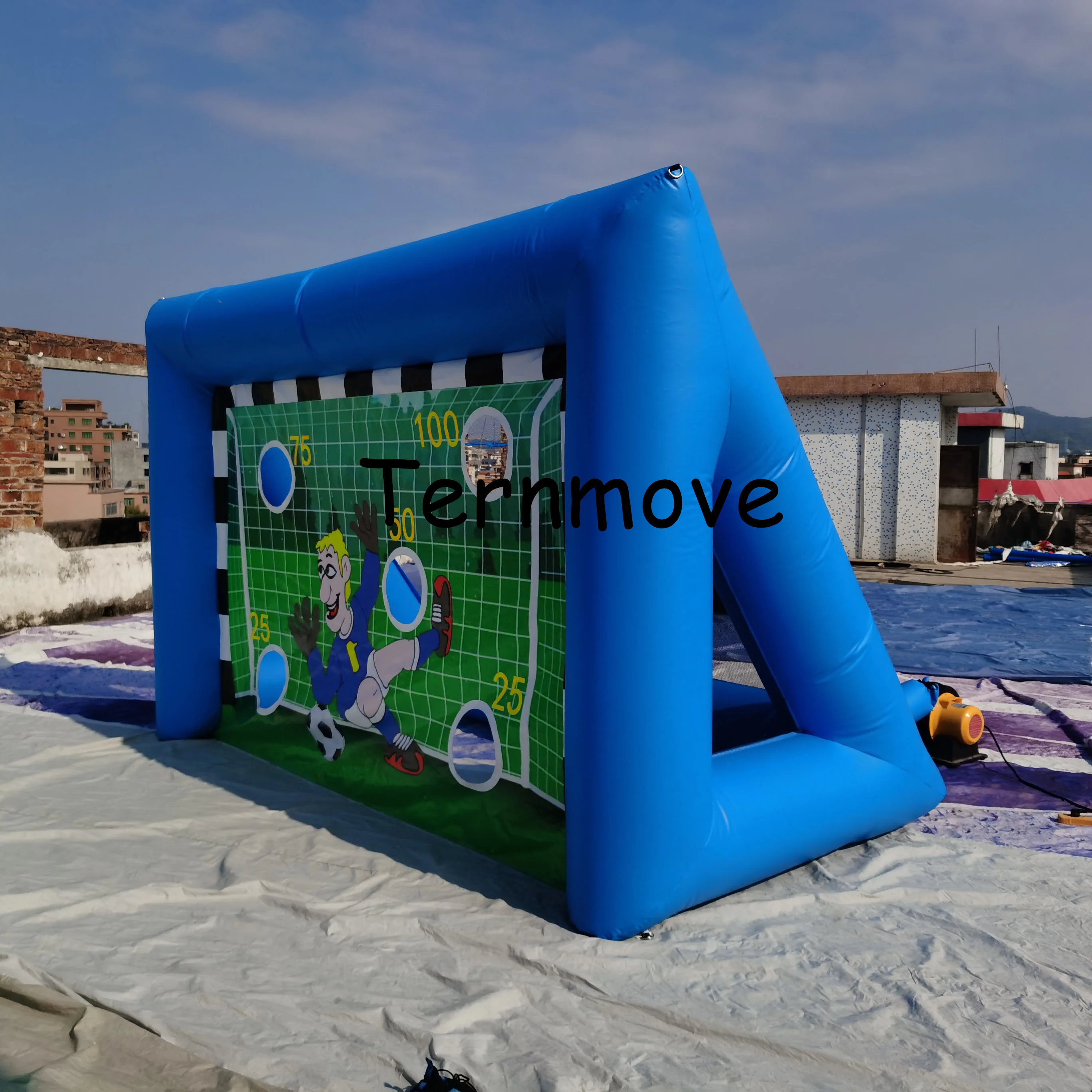 Portería de fútbol inflable, jaula de velocidad, juego de objetivo de fútbol a la venta, campo de tiro de fútbol inflable