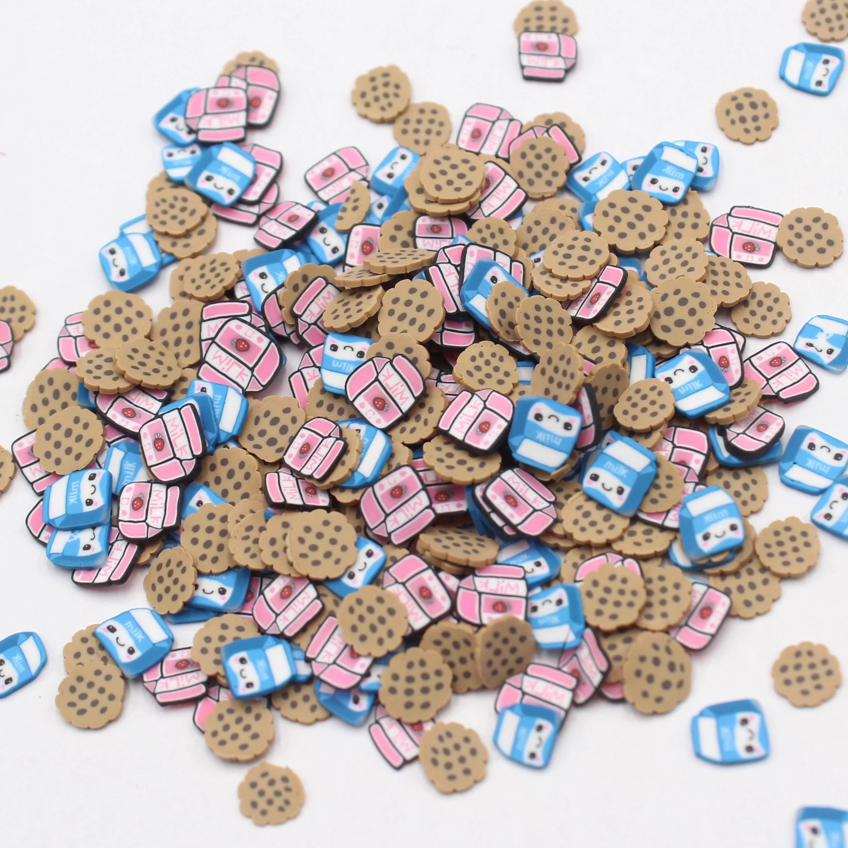 100g/Lot Cartoon Milk Bottle Cookies Clay Slices Soft Pottery Candy Mixed Sprinkles for DIY Filling Decoration Accessories