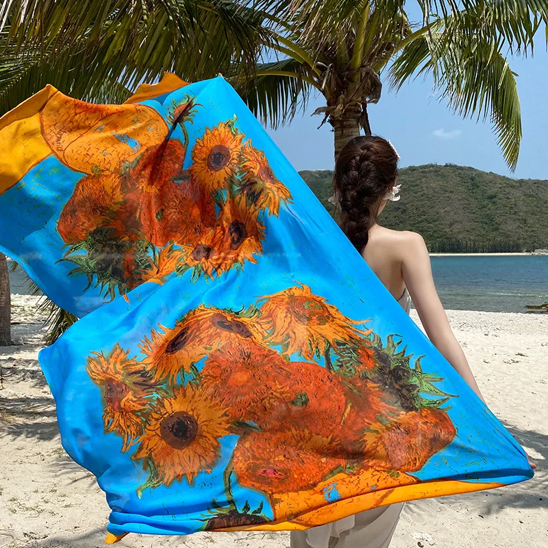Women's Beach Scarves Women Summer Sun Protective Scarf Beach Wear  Dress Sarong Ladies
